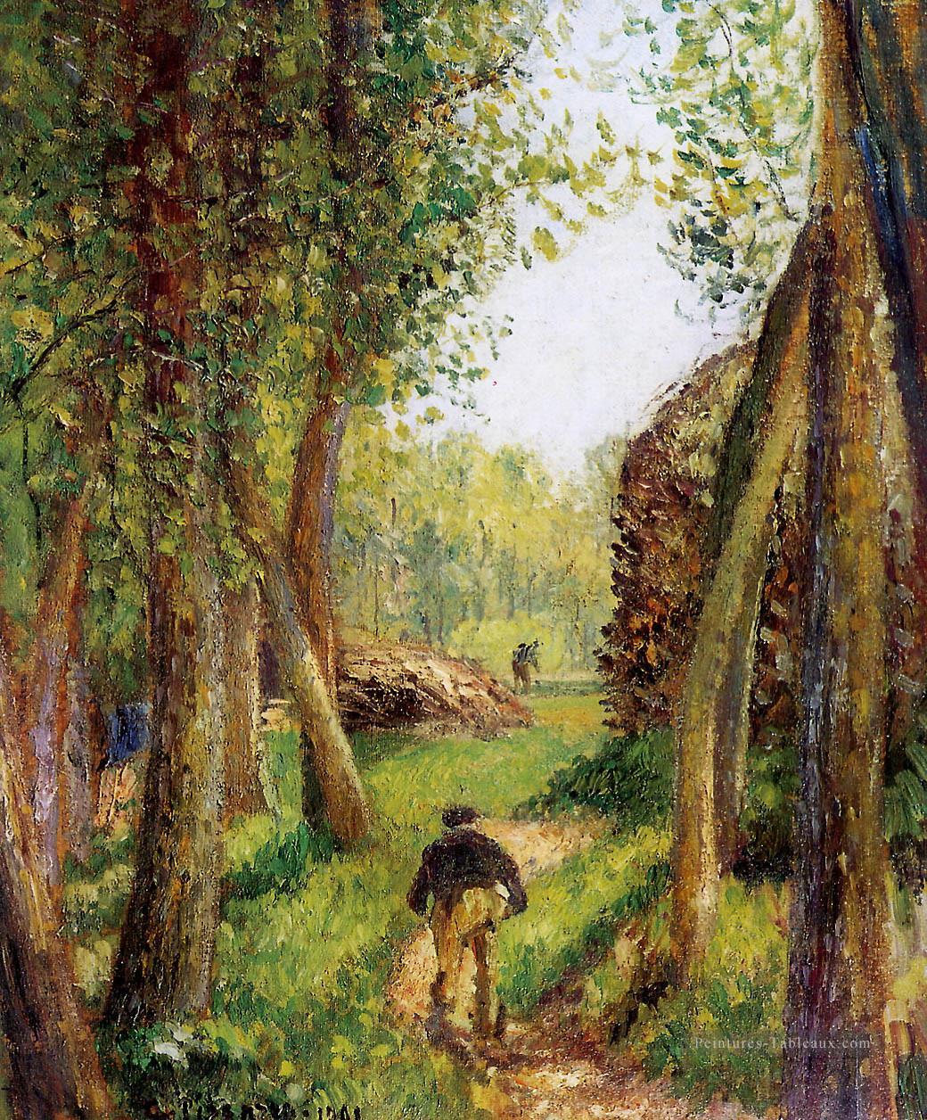 Scène de forêt avec deux personnages Camille Pissarro Peintures à l'huile